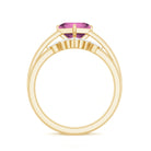 Princess Cut Pink Tourmaline Solitaire Ring Set with Diamond AAA - Rosec Jewels