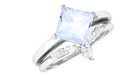 Rosec Jewels-Princess Cut Moonstone and Diamond Solitaire Ring Set