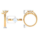 Rosec Jewels-Princess Cut Moonstone and Diamond Solitaire Ring Set