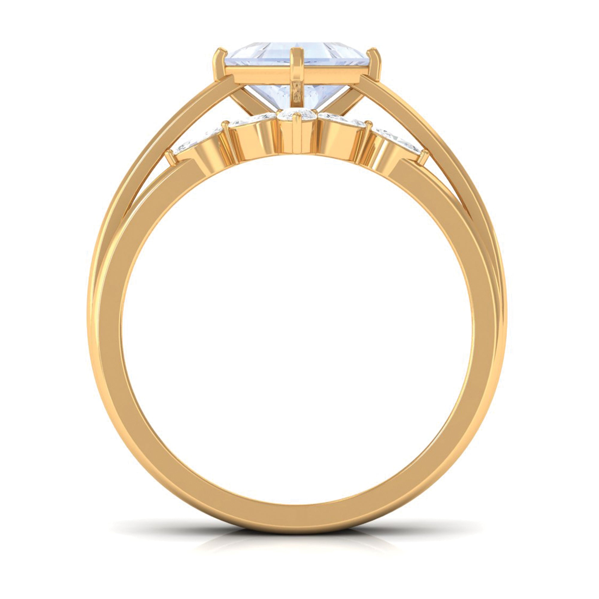 Rosec Jewels-Princess Cut Moonstone and Diamond Solitaire Ring Set