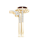 Rosec Jewels-Princess Cut Garnet Designer Wedding Ring Set with Moissanite