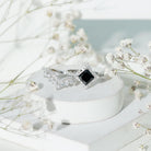 2.25 CT Black Onyx and Moissanite Statement Wedding Ring Set AAA - Rosec Jewels