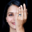 2.25 CT Black Onyx and Moissanite Statement Wedding Ring Set AAA - Rosec Jewels