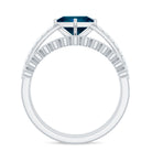 Genuine London Blue Topaz Designer Engagement Ring with Diamond Wedding Band AAA - Rosec Jewels