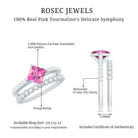 1 Carat Princess Cut Pink Tourmaline Ring with Diamond Wedding Band AAA - Rosec Jewels