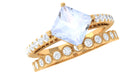 Solitaire Moonstone and Diamond Ring Set AAA - Rosec Jewels