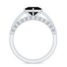 5mm Princess Cut Black Onyx Wedding Rings Set with Diamond Band AAA - Rosec Jewels