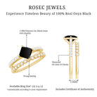 5mm Princess Cut Black Onyx Wedding Rings Set with Diamond Band AAA - Rosec Jewels