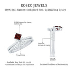 Rosec Jewels-Natural Garnet Diamond Flower Engagement Ring Wedding Band Set