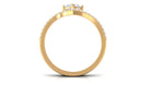 Princess Cut Moonstone and Diamond Flower Ring Set AAA - Rosec Jewels