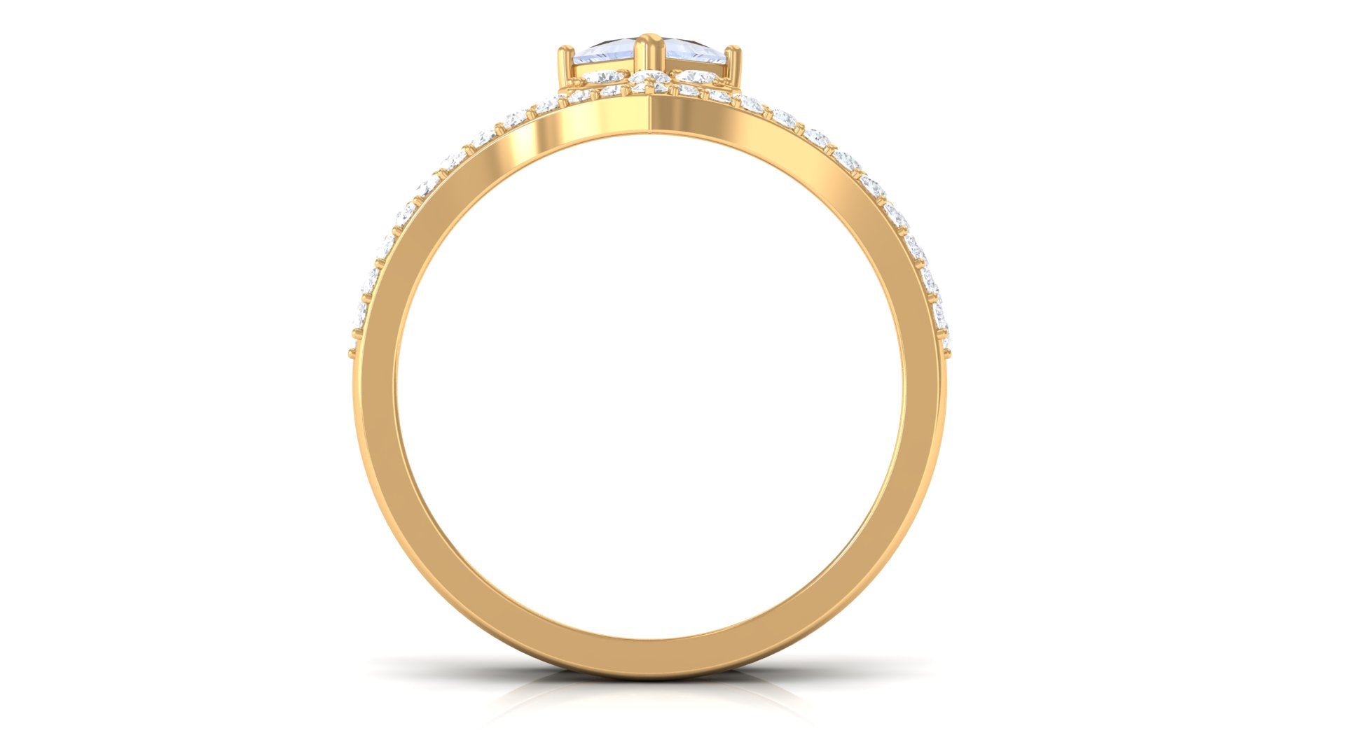 Princess Cut Moonstone and Diamond Flower Ring Set AAA - Rosec Jewels