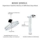 5mm Princess Cut Black Onyx Floral Rings Set with Diamond Band AAA - Rosec Jewels