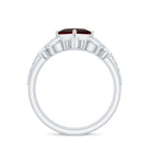 Rosec Jewels-Vintage Looking Princess Cut Garnet and Diamond 3 Piece Wedding Ring Set