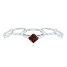 Rosec Jewels-Vintage Looking Princess Cut Garnet and Diamond 3 Piece Wedding Ring Set