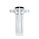 Genuine Princess Cut Black Onyx Bridal Rings Set with Diamond AAA - Rosec Jewels