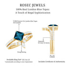 6mm Princess Cut London Blue Topaz and Diamond Wedding Ring Set AAA - Rosec Jewels