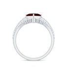 Rosec Jewels-Natural Princess Cut Garnet Diamond Wedding Bridal Ring Set