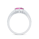 1 Carat Princess Cut Pink tourmaline and Diamond Wedding Ring Set for Women AAA - Rosec Jewels