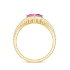1 Carat Princess Cut Pink tourmaline and Diamond Wedding Ring Set for Women AAA - Rosec Jewels