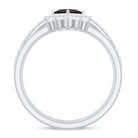 Rosec Jewels-Natural Garnet Diamond 3 Piece Bridal Ring Set