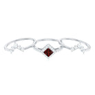 Rosec Jewels-Natural Garnet Diamond 3 Piece Bridal Ring Set