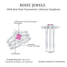 Rosec Jewels-Real Pink tourmaline and Moissanite Trio Wedding Ring Set
