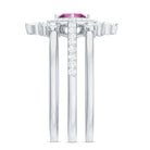 Rosec Jewels-Real Pink tourmaline and Moissanite Trio Wedding Ring Set