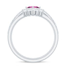 Rosec Jewels-Real Pink tourmaline and Moissanite Trio Wedding Ring Set