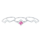Rosec Jewels-Real Pink tourmaline and Moissanite Trio Wedding Ring Set