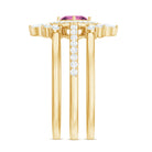 Rosec Jewels-Real Pink tourmaline and Moissanite Trio Wedding Ring Set
