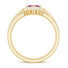 Rosec Jewels-Real Pink tourmaline and Moissanite Trio Wedding Ring Set