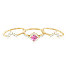 Rosec Jewels-Real Pink tourmaline and Moissanite Trio Wedding Ring Set