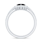 Certified 5mm Princess Cut Black Onyx Wedding Rings Set with Moissanite Band AAA - Rosec Jewels