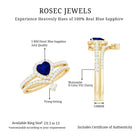 Rosec Jewels-Real Heart Shape Blue Sapphire and Diamond Halo Wedding Ring Set