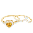Certified Real Citrine Heart Shape Engagement Ring with Diamond Enhancer AAA - Rosec Jewels
