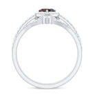 Rosec Jewels-Natural Garnet Diamond Heart Engagement Ring Wedding Band Set