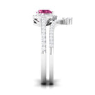 Genuine Pink Tourmaline Ring Set with Moissanite AAA - Rosec Jewels