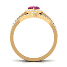 Genuine Pink Tourmaline Ring Set with Moissanite AAA - Rosec Jewels