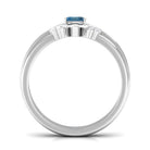4X6mm Emerald Cut London Blue Topaz Solitaire Ring Set with Diamond AAA - Rosec Jewels