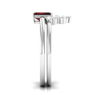 Rosec Jewels-Genuine Garnet Diamond Emerald Cut Engagement Ring with Wedding Band