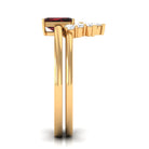 Rosec Jewels-Genuine Garnet Diamond Emerald Cut Engagement Ring with Wedding Band