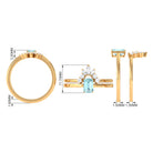 Rosec Jewels-Natural Emerald Cut Aquamarine Engagement Ring with Diamond Wedding Band
