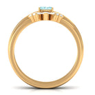 Rosec Jewels-Natural Emerald Cut Aquamarine Engagement Ring with Diamond Wedding Band