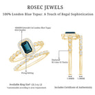 London Blue Topaz and Diamond Vintage Inspired Wedding Ring Set AAA - Rosec Jewels