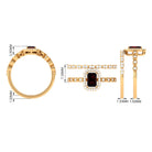 Vintage Looking Garnet Diamond Emerald Cut Wedding Bridal Ring Set AAA - Rosec Jewels