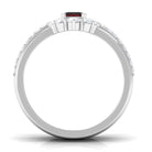 Rosec Jewels-Natural Emerald Cut Garnet Diamond Trio Wedding Ring Set