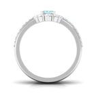 Certified Emerald Cut Real Aquamarine Trio Wedding Ring Set with Diamond AAA - Rosec Jewels
