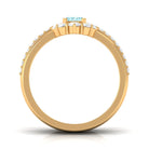 Certified Emerald Cut Real Aquamarine Trio Wedding Ring Set with Diamond AAA - Rosec Jewels
