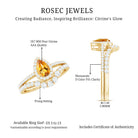 Rosec Jewels-Natural Citrine Teardrop Engagement Ring with Wedding Band