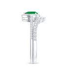 Rosec Jewels-Natural Emerald Diamond Pear Shaped Engagement Wedding Ring Set of 2